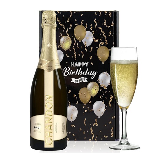 Chandon Brut Sparkling Wine 75cl And Flute Happy Birthday Gift Box